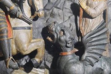 Chiesa Parrocchiale Cappelle Oratori - Chiesa Parrocchiale (San Giorgio) - Bassorilievo XV sec.: San giorgio e il drago